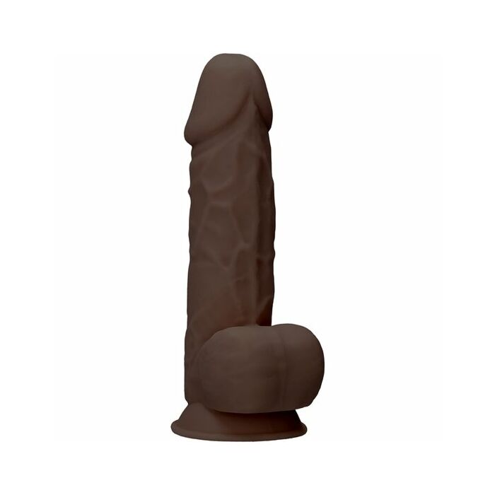 Pene in silicone con testicoli 21,6cm - marrone