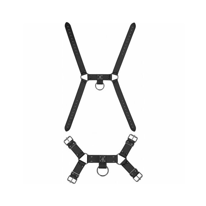 Ahia! imbracatura da uomo con teschi e ossa con teschi e punte - nera