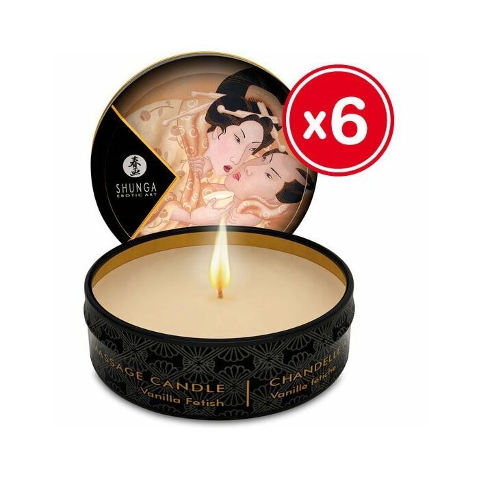 Candela da massaggio alla vaniglia Shunga 6 x 30 ml