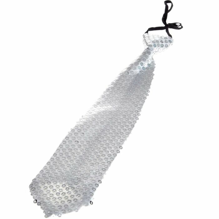 Cravatta con paillettes argento Aliv