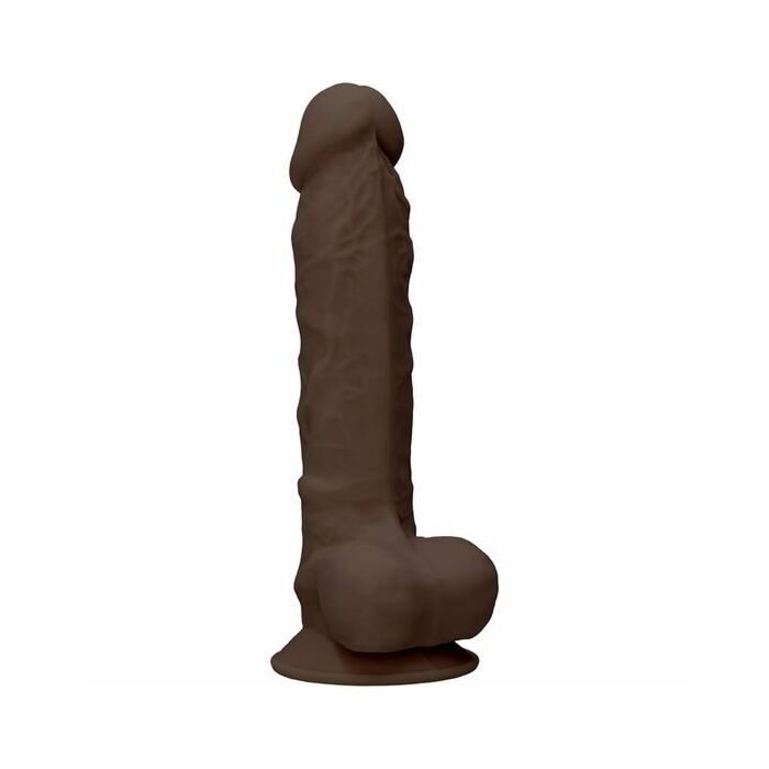 Pene in silicone con testicoli 22,8 cm - marrone