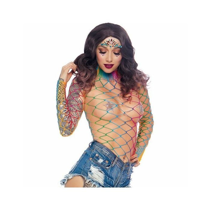 Body a rete manica lunga multicolor