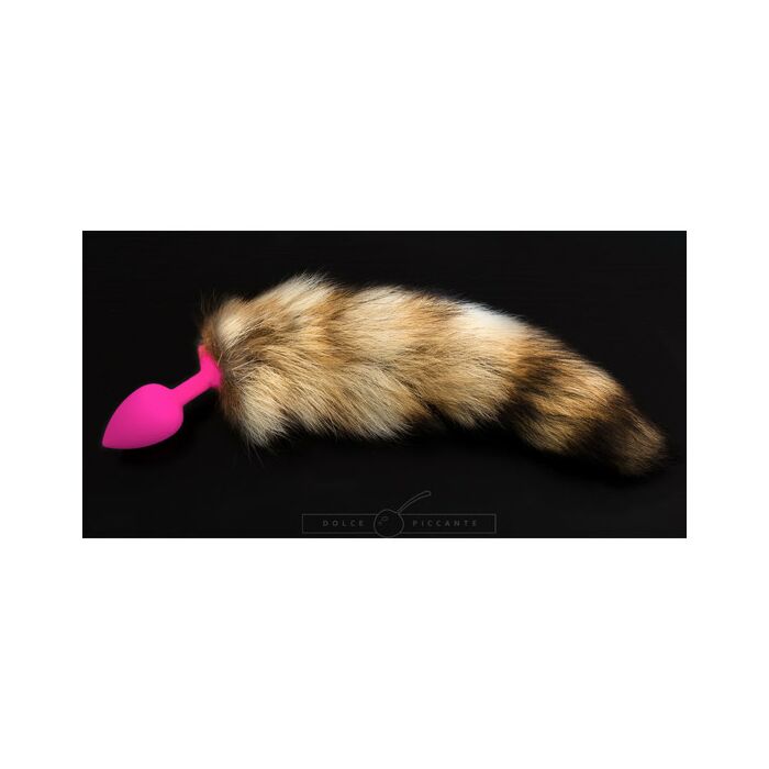 Plug silicona rosa con cola - s