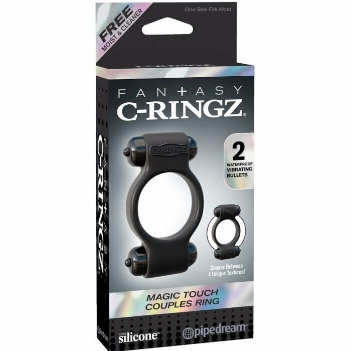 Vibratore fantasy c-ring s magic doppio anello in silicone nero