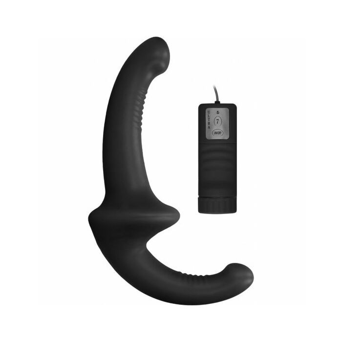 Dildo vibrante con imbracatura senza impugnatura in silicone - nero