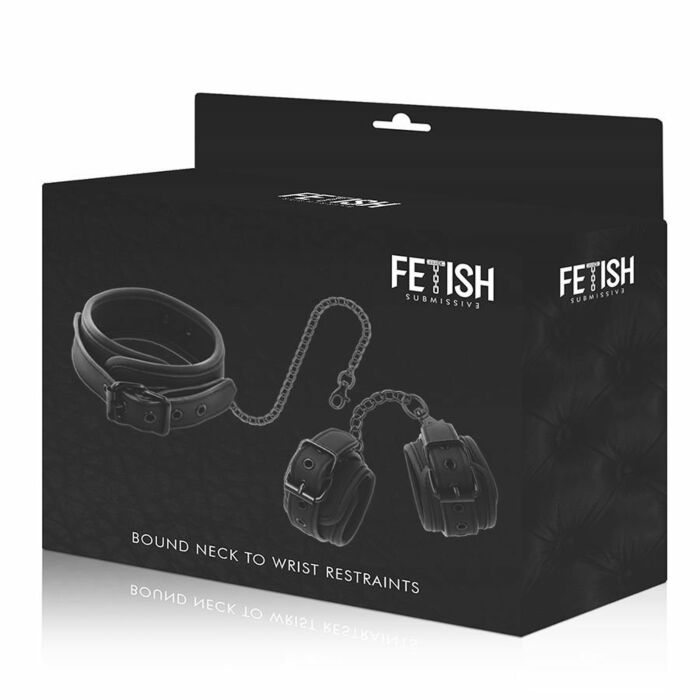 Manette e collana in pelle vegana sottomesse fetish