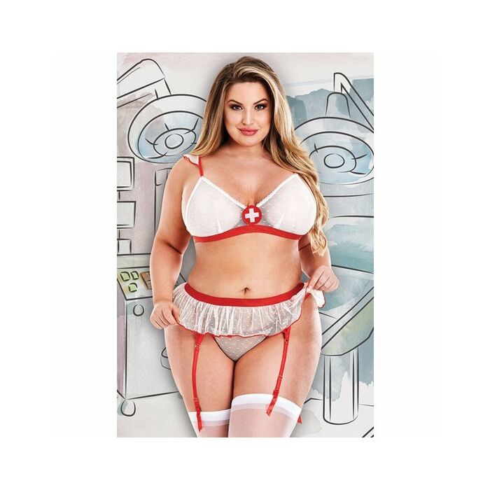 Chiamata infermiera set da 3 pezzi - bianco rosso