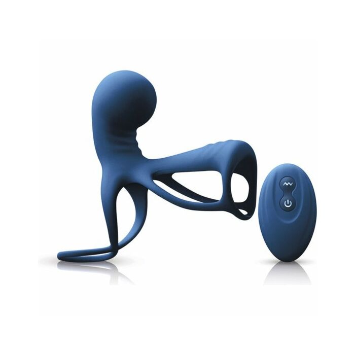 Custodia da gladiatore rinnegata con tappo e vibratore - blu