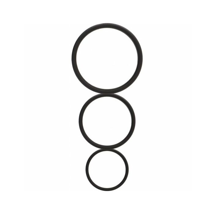 Set di 3 anelli in silicone piatti - neri