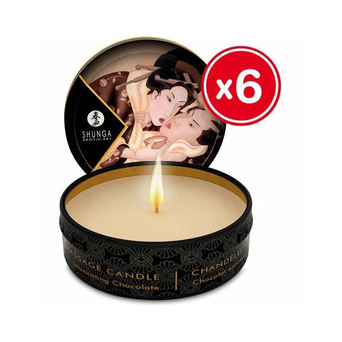 Candela da massaggio al cioccolato Shunga 6 x 30 ml