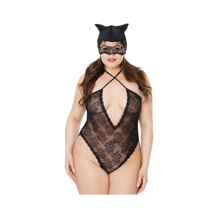 Body de encaje con tirante cruzados - negro