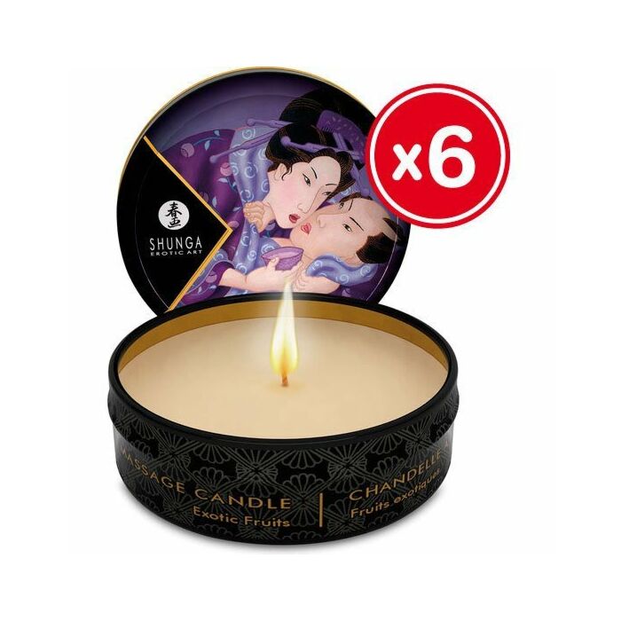 Candela da massaggio Shunga ai frutti esotici 6 x 30 ml