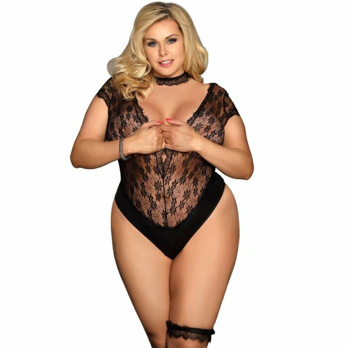 Subblime queen plus teddy con collana e giarrettiera