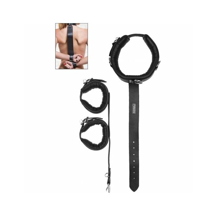 Bracciale lungo in pelle - nero