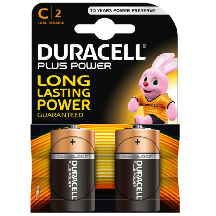 Duracell plus power pila alcalina c lr14 blister * 2