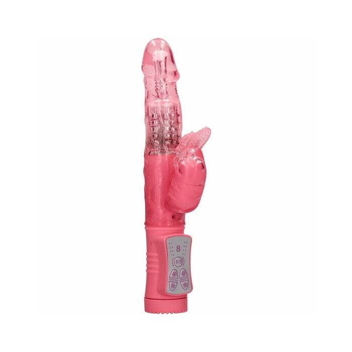 Vibratore scarabeo rampante con rotazione - rosa