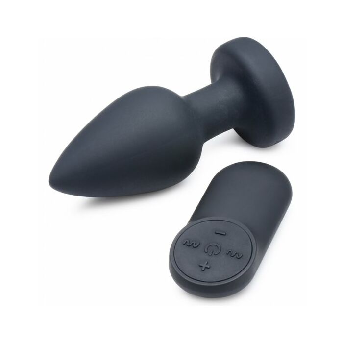 Plug anale vibrante in silicone-nero-medio
