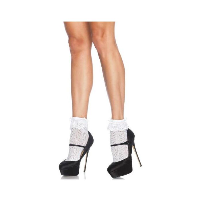 Calzini all'uncinetto Leg avenue con cuori bianchi