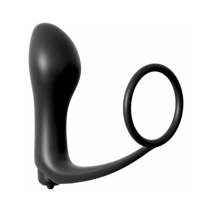Plug anale vibrante con anello per pene nero