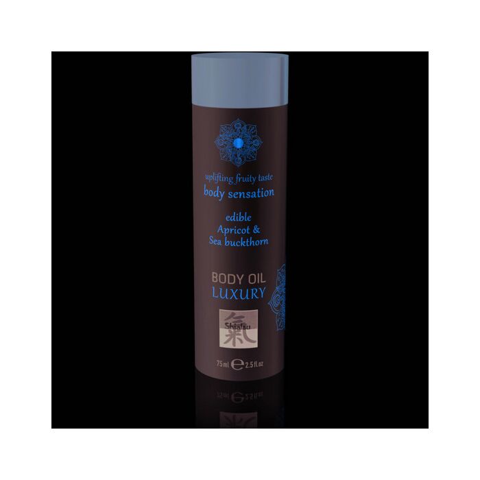 Olio per il corpo commestibile di lusso - albicocca e biancospino 75 ml