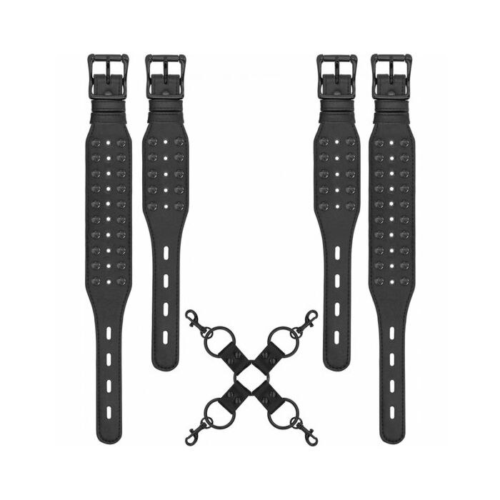 Ahia! teschi e ossa - manette in pelle - nero