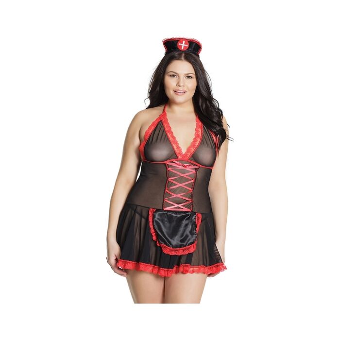 Disfraz nurse babydoll - negro y rojo