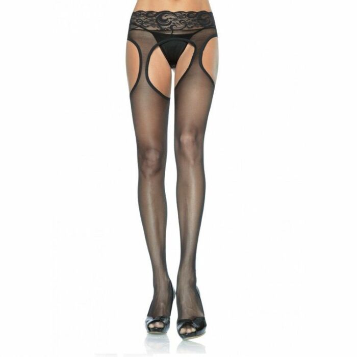 Leg avenue effetto collant nero con pizzo in vita plus