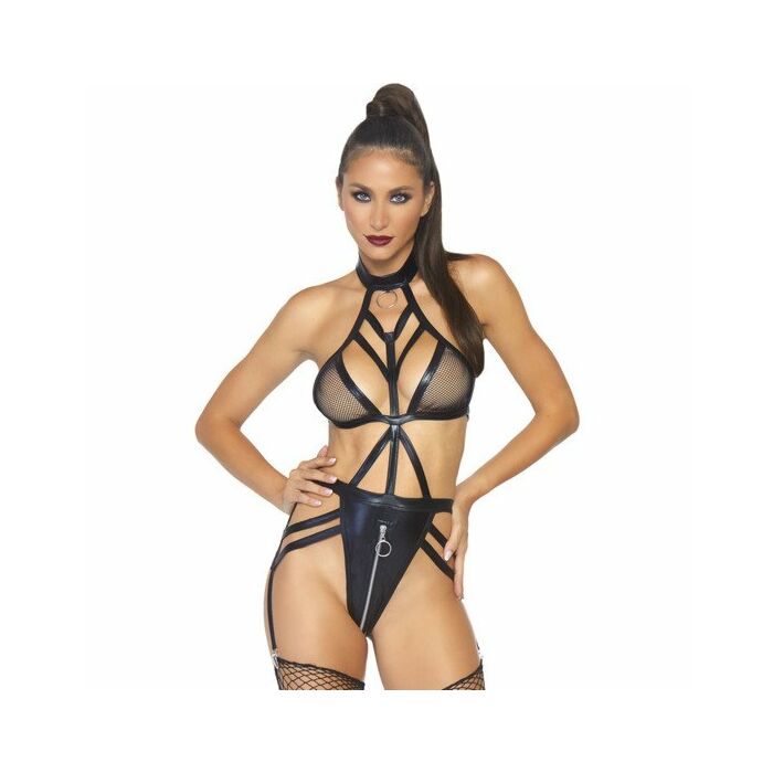 Body con cinturino con cerniera - nero