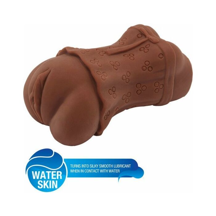 Masturbatore per vagina vibrante a fessura super bagnata - marrone