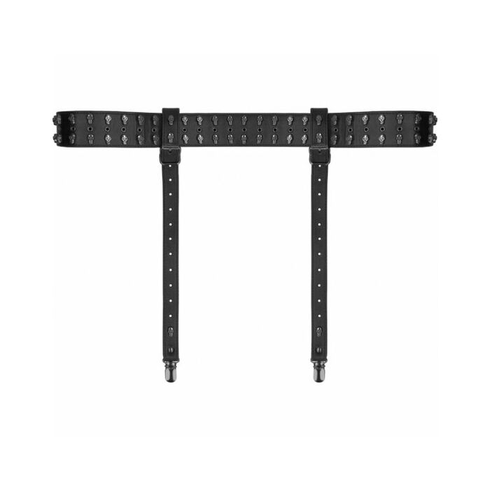 Ahia! bretelle a spillo con teschi e ossa - nero