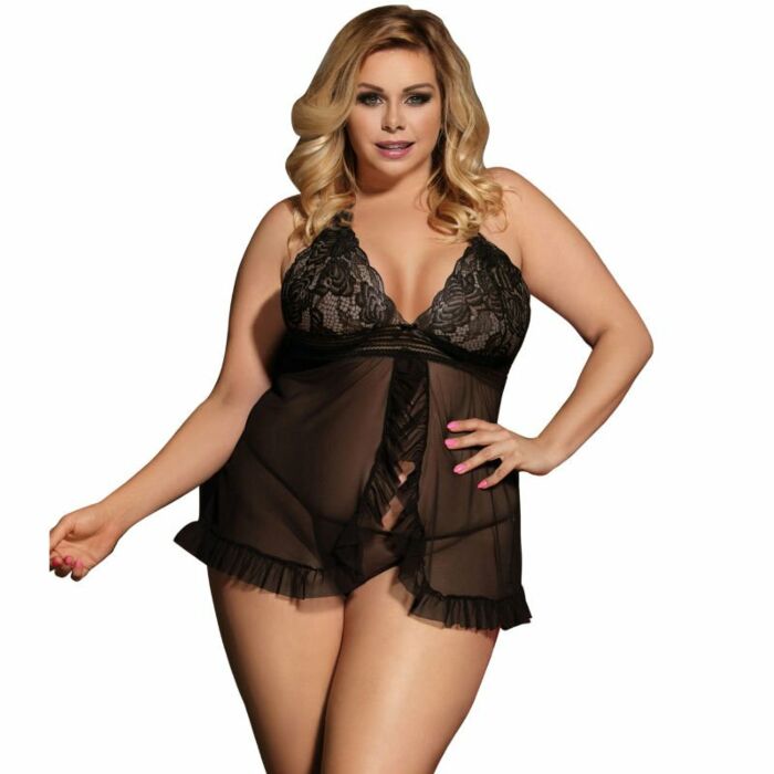 Subblime queen plus babydoll aperto nero