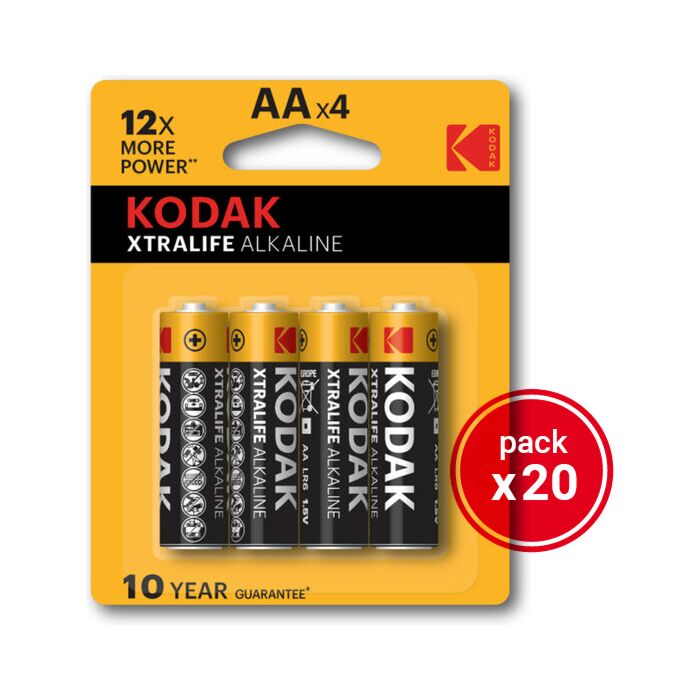 Kodak xtralife alkaline aa - 20 packs de 4uds