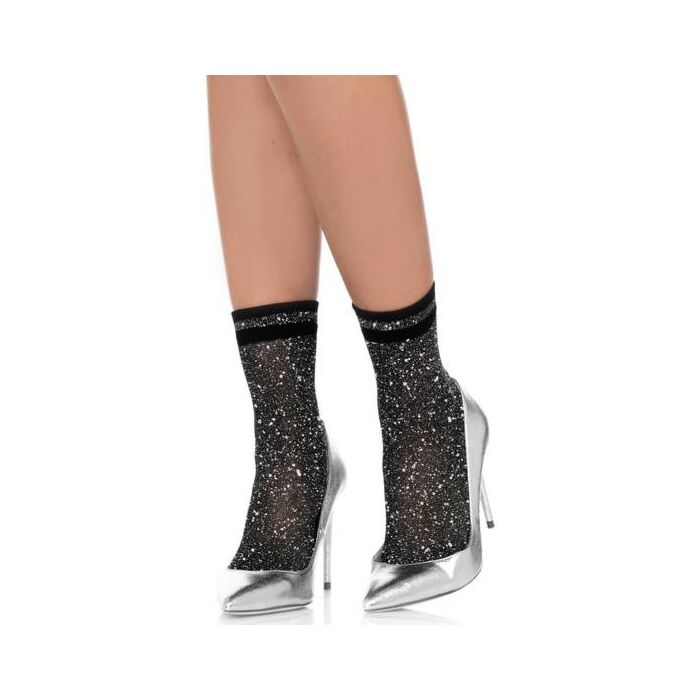 Calze alla caviglia in lurex a strisce argento Leg avenue