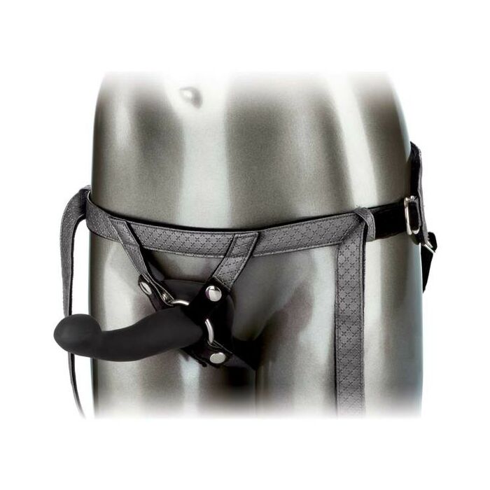 Il set vibrante reale - imbracatura con dildo vibrante grigio