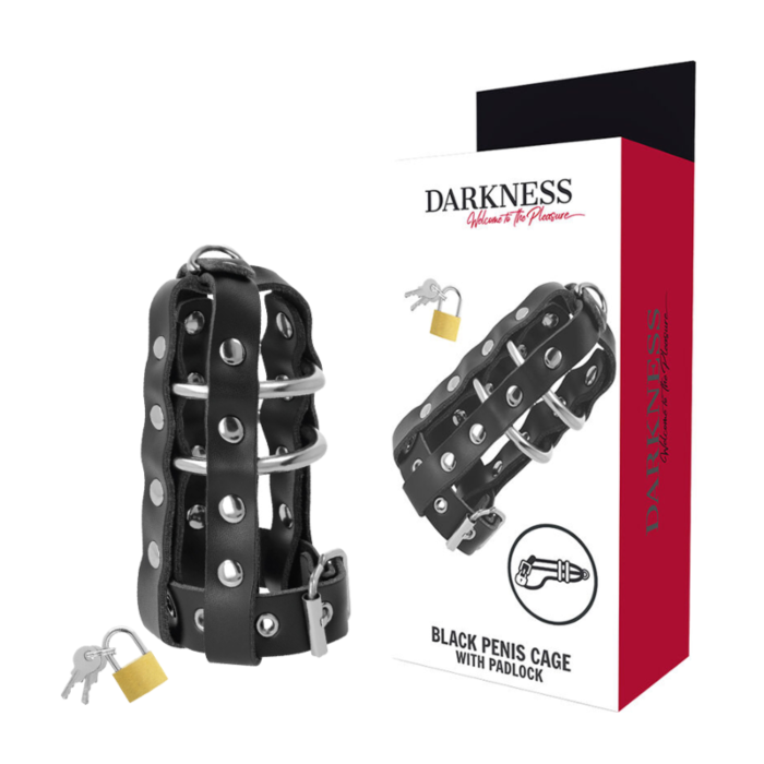 Cage in pelle con lucchetto DarkLock