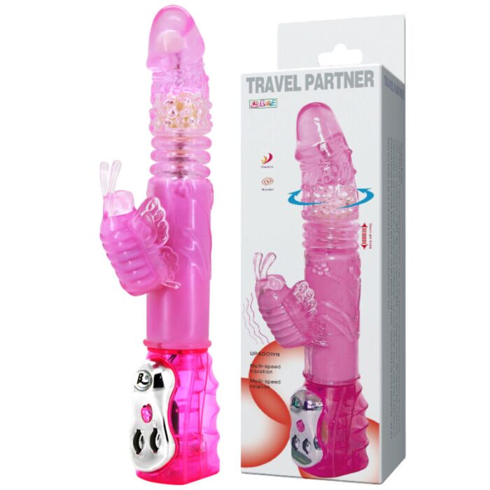 Viaggiatore Vibratore Bunny Rotante Rosa