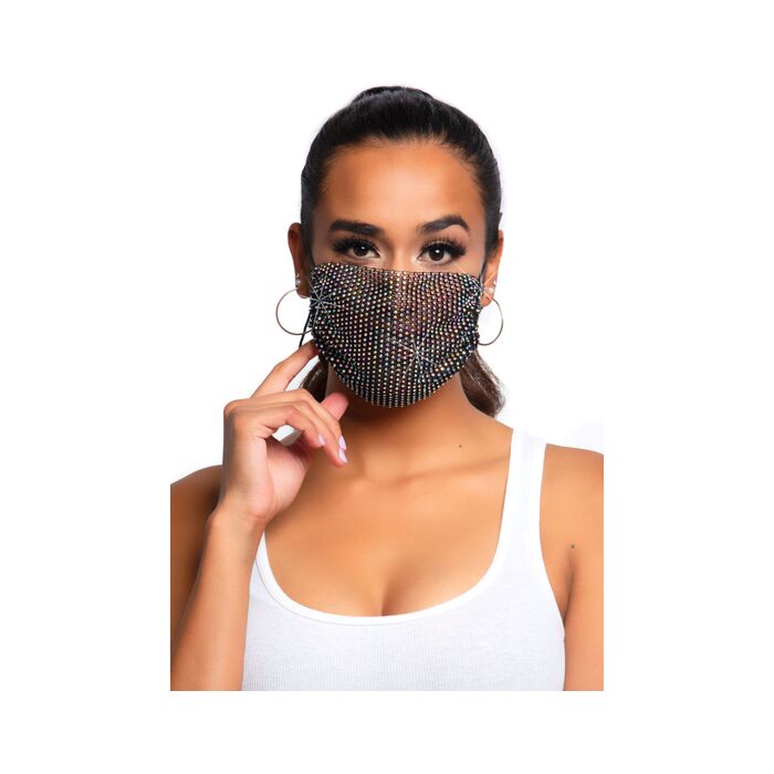 Mascherina Glamour con Strass - Nero