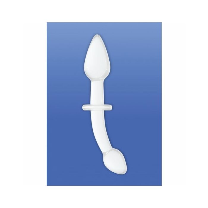 Dildo in vetro bianco doppio