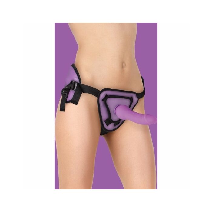 Imbracatura Deluxe con pene in silicone 20,5 cm - viola