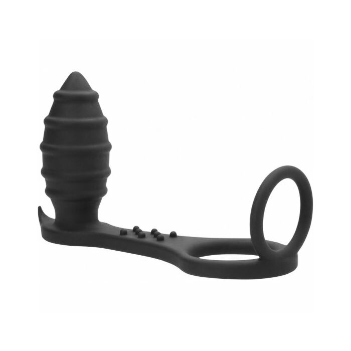 Sono no. 55 - tappo con anello per pene in silicone - nero
