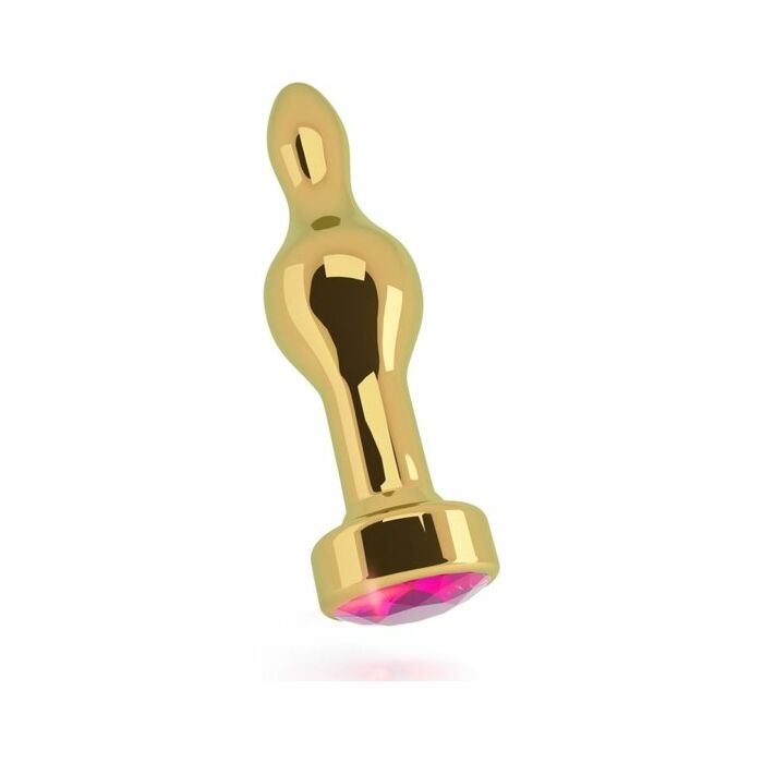 Ricca spina anale in oro da 8,9 cm con zaffiro rosa