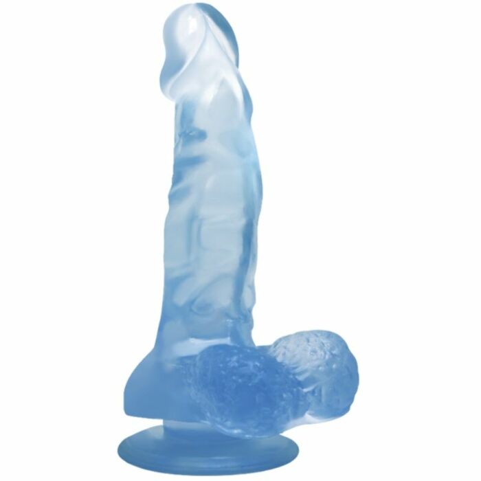 Dildo realistico con ventosa e testicoli azzurri