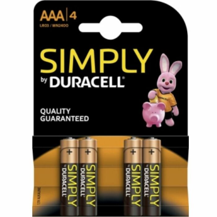 Duracell semplicemente pila alcalina aaa lr03 / mn2400 4ud