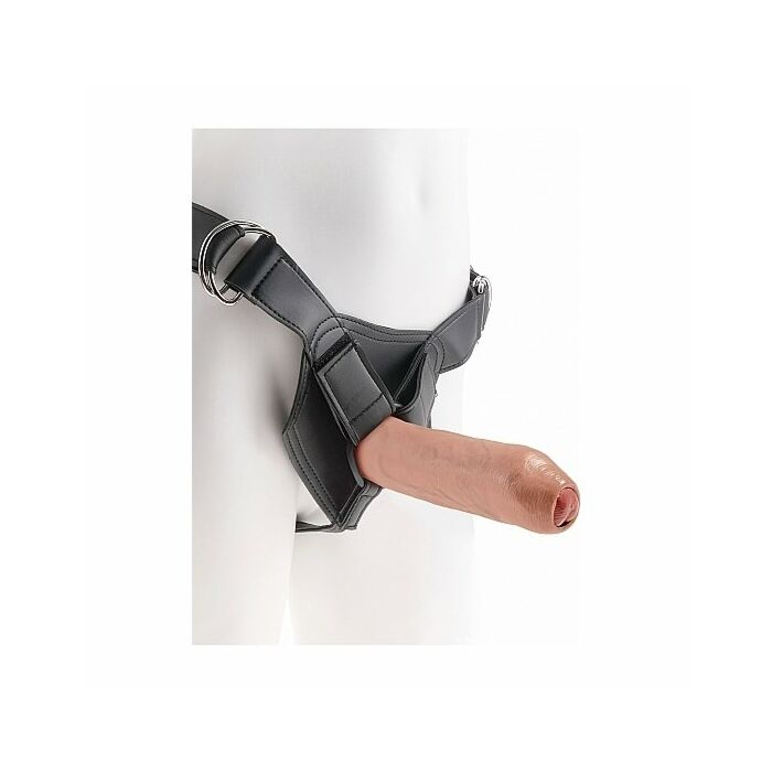 Pettorina con realistico pene non tagliato 19cm - mulatto