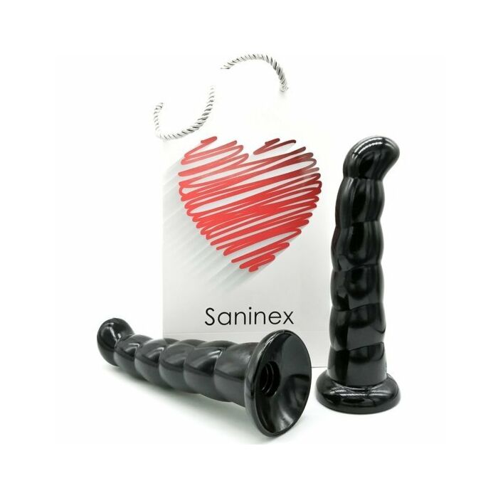 Saninex love me - butt plug & dildo xxl con base succión - negro