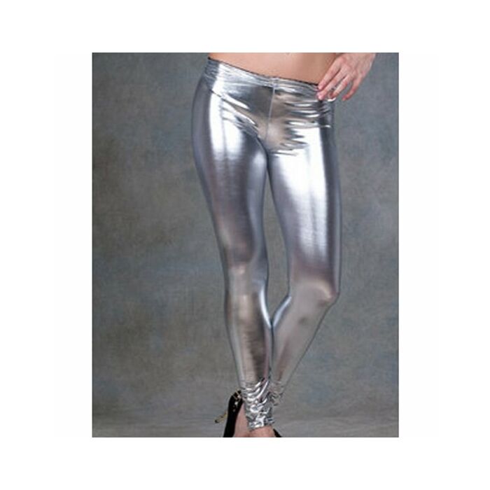 Leggings in raso grigio