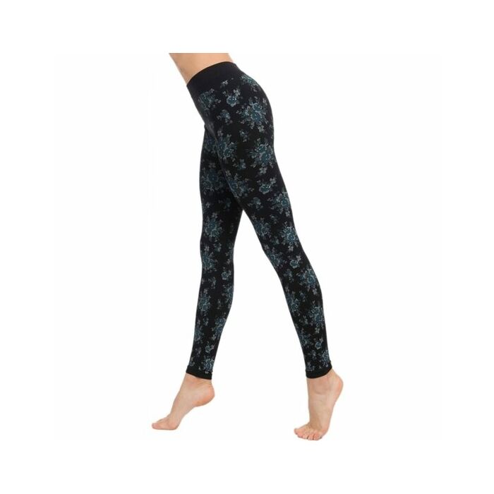 Leggings neri con stampa floreale