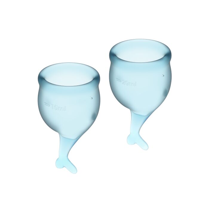 Satisfyer feel secure kit coppetta mestruale azzurro 15 + 20ml