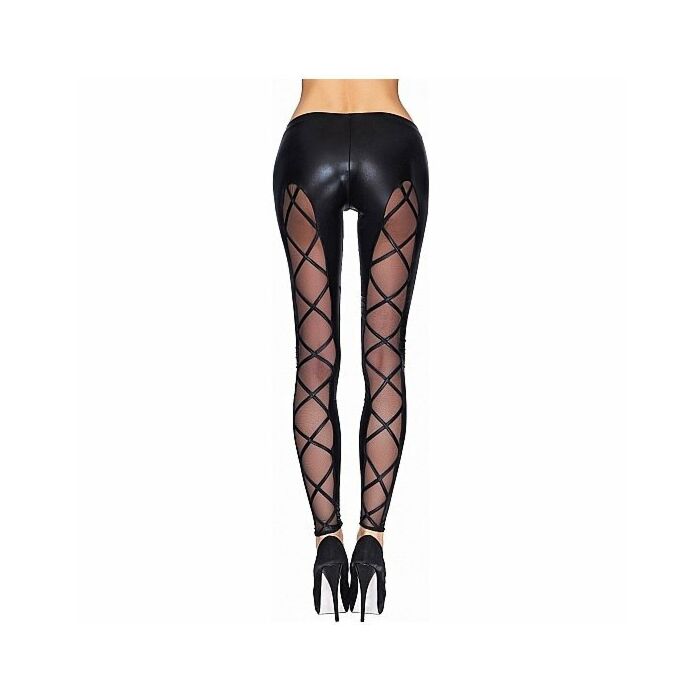 Leggings effetto bagnato Camiri con trasparenze - nero