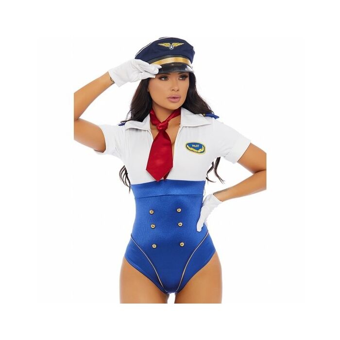 Costume da pilota sexy in controllo - blu